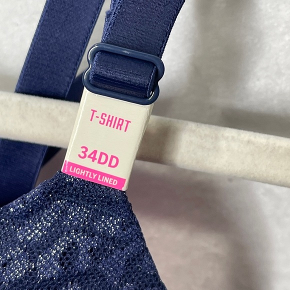 PINK Victoria’s Secret Navy Blue Cheetah Print T Shirt Bra Size 34DD - Picture 10 of 10